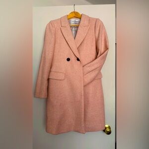 Mango Soft Pink Trench Coat wool